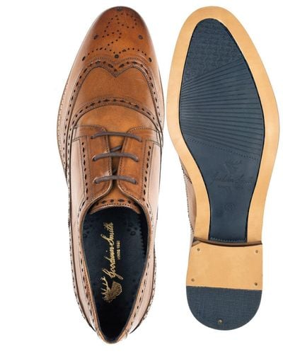 Goodwin Smith Leather Derby Brogue Shoe - Blue