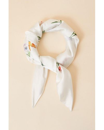 Accessorize Wildflower Large Satin Square Scarf - Natural
