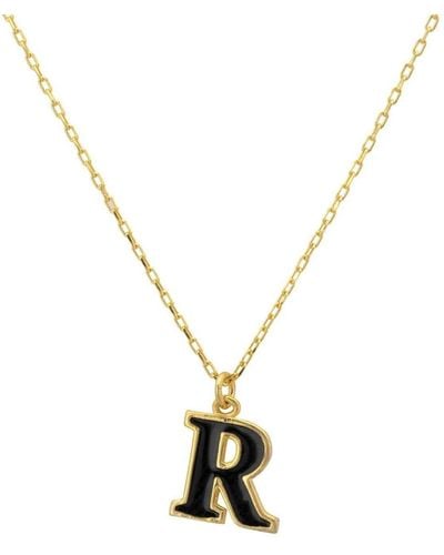 LÁTELITA London Initial Enamel Necklace Gold R - Metallic