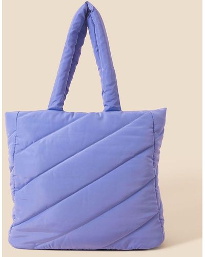 Accessorize Quilted Shopper Bag - Blue