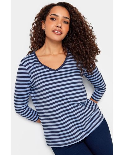 M&CO. Stripe V-neck T-shirt - Blue