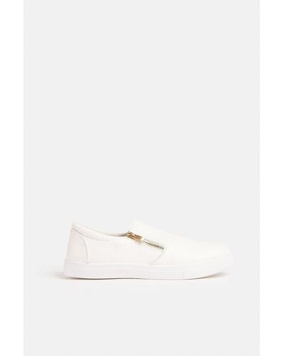Coast White Slip Ons With Zip Detail - Natural