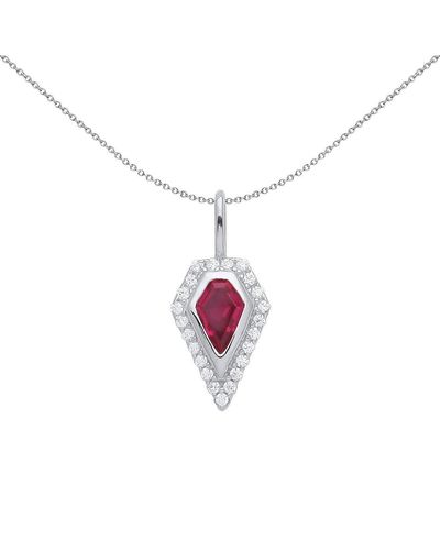 Jewelco London Silver & Cz Fancy Necklace - Gvp556 - Pink