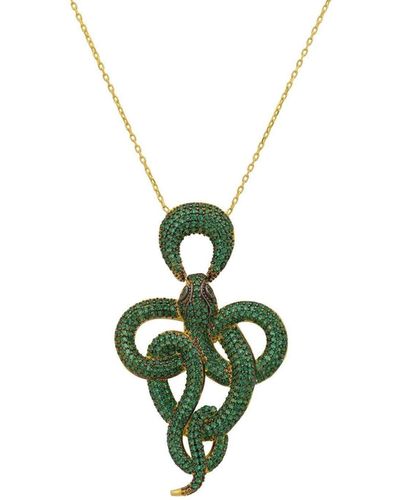 LÁTELITA London Viper Snake Pendant Necklace Gold Emerald - Green