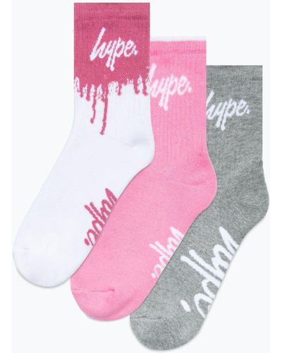 Hype 3 Pack Sports Pink Grey White