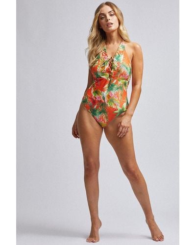 Dorothy Perkins Petite Orange Tropical Print Swimsuit