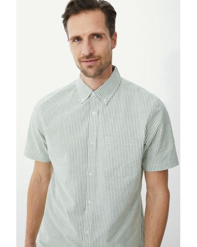 MAINE Short Sleeve Oxford Stripe Shirt - Grey