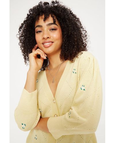 Dorothy Perkins Yellow Embroidered Cardigan