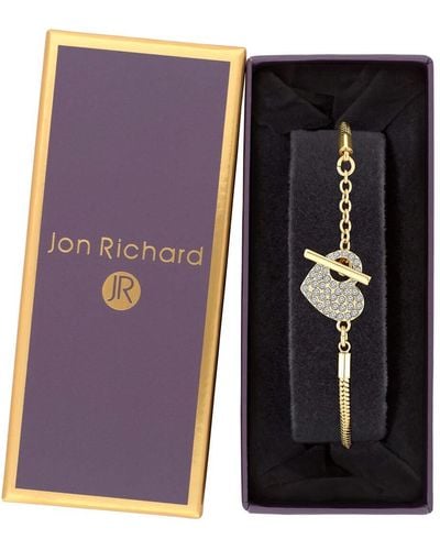 Jon Richard Gold And Crystal Pave Heart Toggle Bracelet - Gift Boxed - Purple
