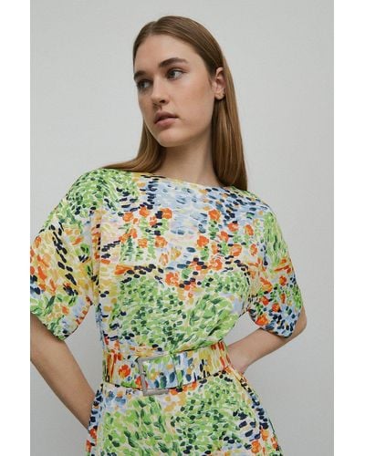Warehouse Petite Abstract Spot Soft Shift Dress - Multicolour