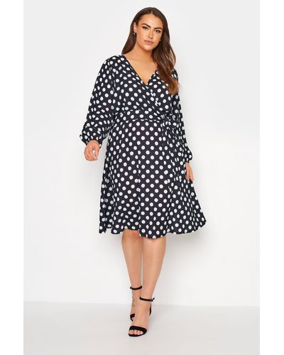 Yours Printed Wrap Dress - Blue