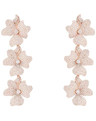 LÁTELITA London Jasmine Flower Triple Drop Earrings Rosegold - White