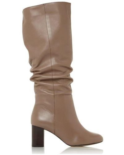 Dune 'silene' Leather Knee High Boots - Natural