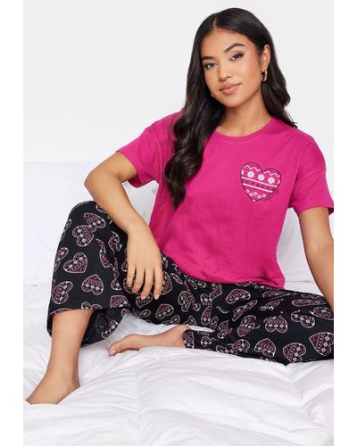 PixieGirl Fairisle Heart Print Pyjama Set - Pink