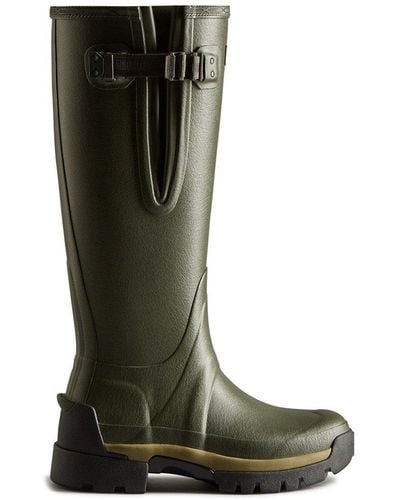 HUNTER Dark Green 'balmoral Adjustable Neoprene Lined' Wellington Boot - Black