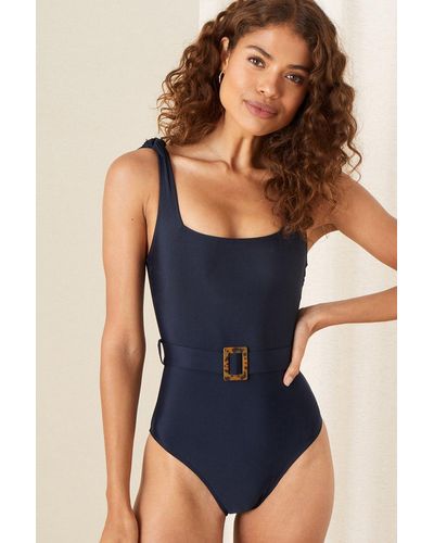 Monsoon Sally Belted Swimsuit - Blue