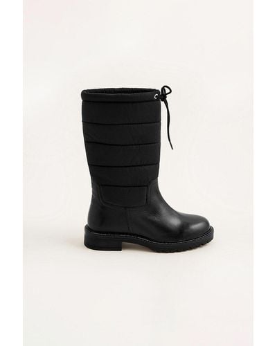 Monsoon Quilted Leather Boots - Black