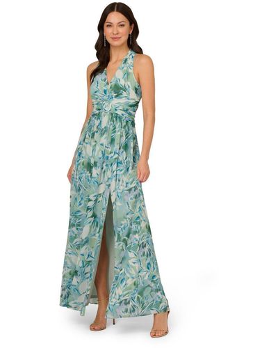 Adrianna Papell Chiffon Leaf Maxi Dress in Blue Lyst UK