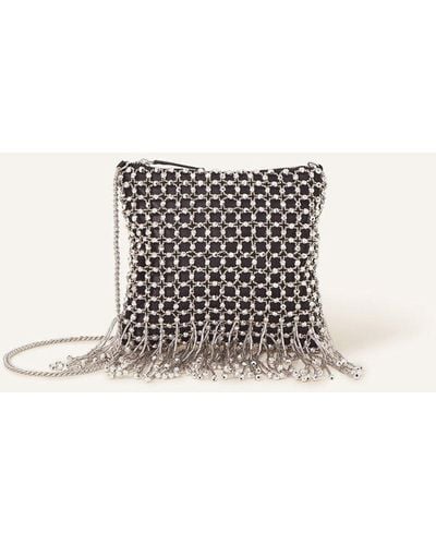 Accessorize Beaded Fringe Chain Bag - Natural