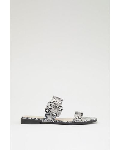 Faith Snake Print Wule Wide Fit Sandals - White