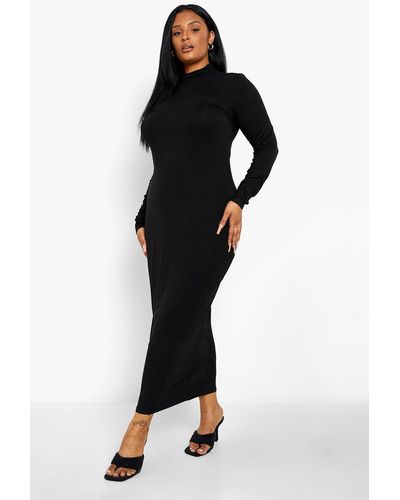 Boohoo Plus Roll Neck Midaxi Dress - Black