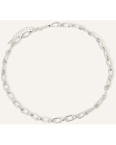 Accessorize Sterling Silver Plated Twisted Link Chain Necklace - Natural