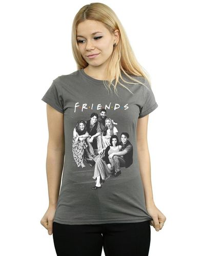 Friends Group Stairs Cotton T-shirt - Grey