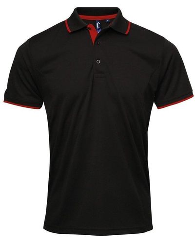 PREMIER Contrast Coolchecker Polo Shirt - Black