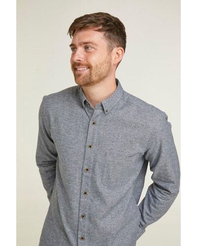 Double Two Charcoal Textured Button Down Collar Long Sleeve Casual Shirt - Grey