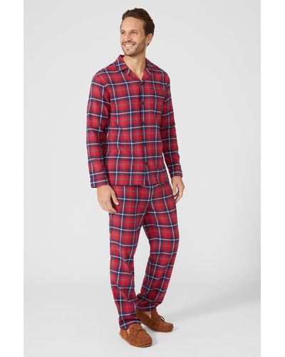 DEBENHAMS Check Revere Collar Family Pyjama Set - Red