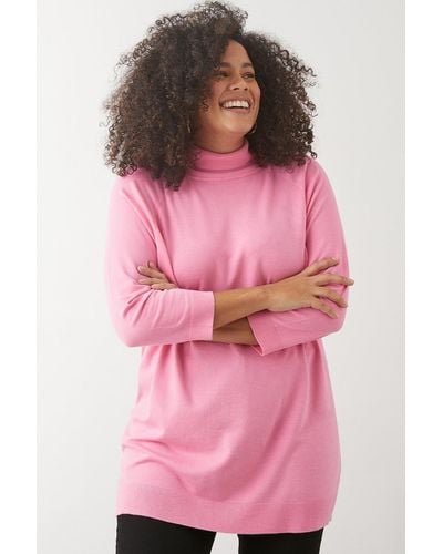 Dorothy Perkins Curve 3/4 Sleeve Knitted Top - Pink
