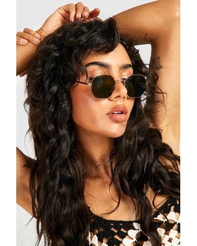 Boohoo Hexagonal Lense Sunglasses - Black