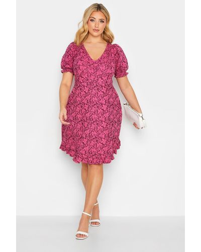 Yours Floral Midi Dress - Pink