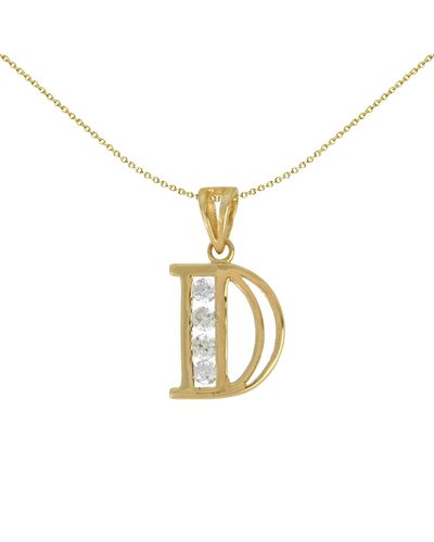 Jewelco London 9ct Gold Cz Identity Initial Charm Pendant Letter D - Jin007-d - Metallic