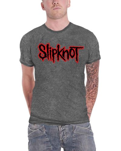 Slipknot Classic Logo Burn Out T Shirt - Grey