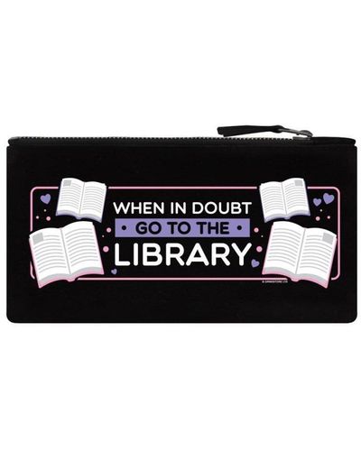 Grindstore When In Doubt Go To The Library Pencil Case - Black