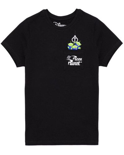 Toy Story The Claw Pizza Planet Alien Pocket Detail Boyfriend T-shirt - Black