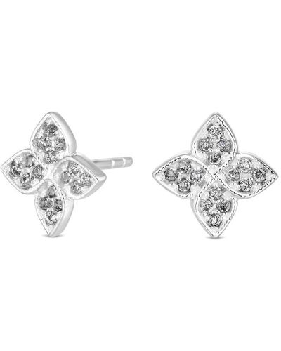 Simply Silver Sterling Silver 925 With Cubic Zirconia Clover Stud Earrings - White