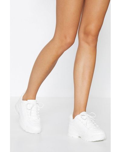 Nasty Gal Chunky Faux Leather Trainers - White