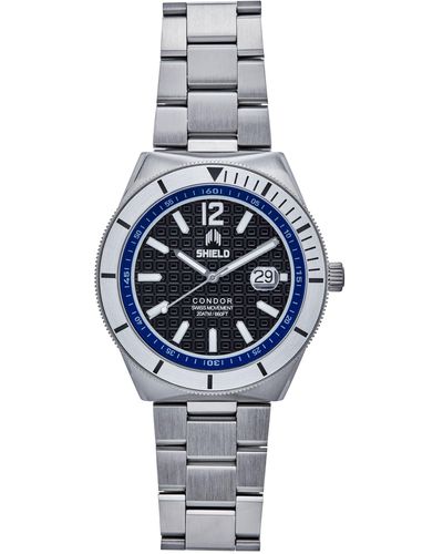 Shield Condor Bracelet Watch W/date - White - Metallic
