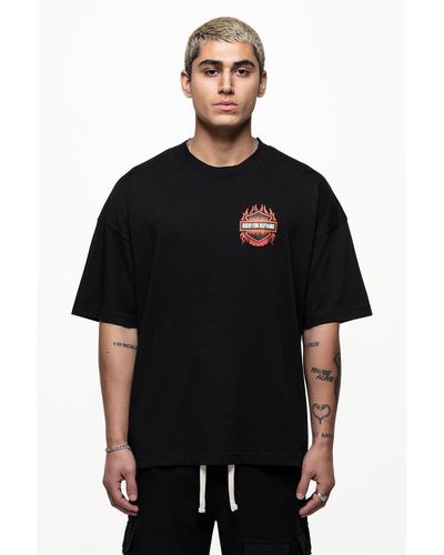 Good For Nothing Oversized Cotton T-shirt With Graphic Tour-style Print - Black