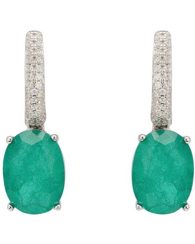 LÁTELITA London Alexandra Oval Drop Earrings Silver Colombian Emerald - Green