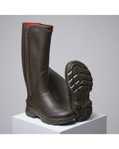 Solognac Decathlon Warm Neoprene Rubber Boots With Zip 540 - Brown