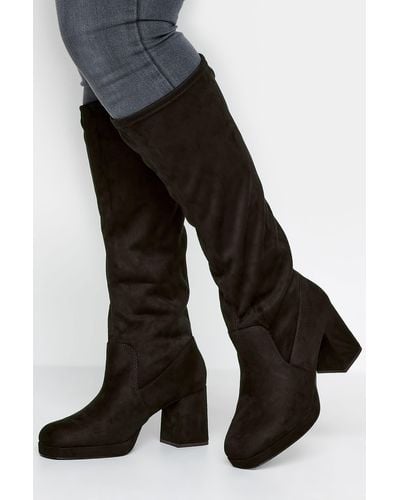 Yours Extra Wide Fit Knee High Boots - Black