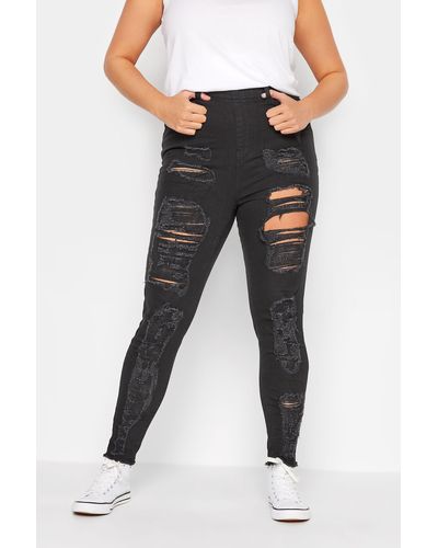 Yours Ripped Jeggings - Black