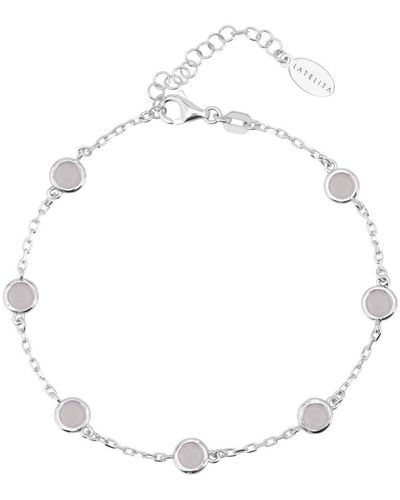 LÁTELITA London Palermo Bracelet Silver Rose Quartz - White