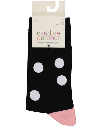 Caroline Gardner 1 Pair Pack Bamboo Cotton Crew Socks - Black