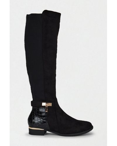Wallis Klara Padlock Detail Long Boots - Black