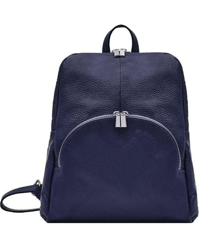 Sostter Navy Small Pebbled Leather Backpack - Bxbnn - Blue