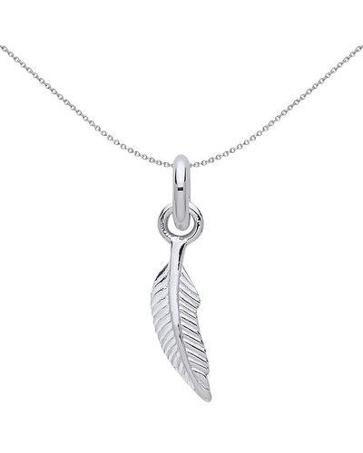 Jewelco London Sterling Silver Angel Wing Feather Leaf Link Charm - Cm215 - Metallic